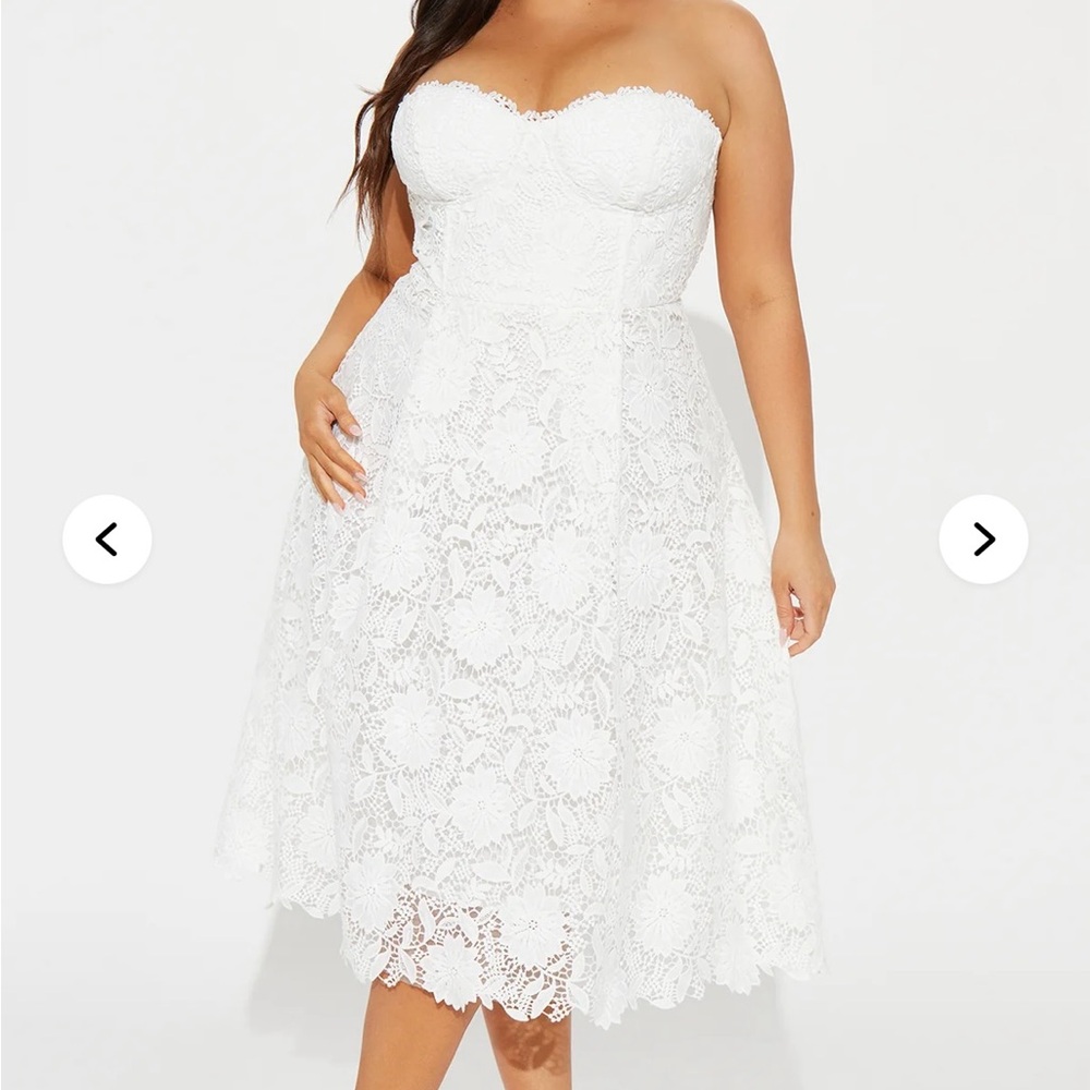 Isn’t She Lovley Lace Midi Dress - White - 1X Size